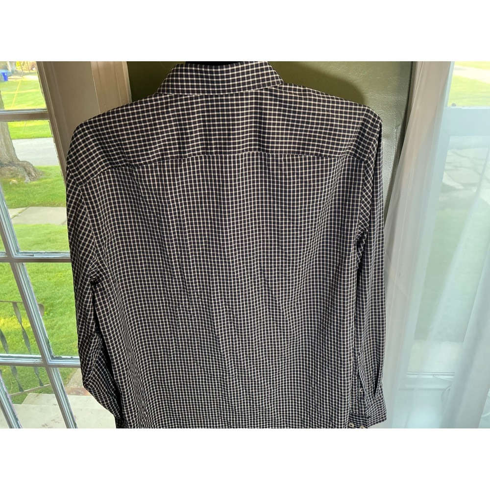 Untuckit Mens XL Regular Fit Navy White Micro Check Performance Shirt - Picture 4 of 4
